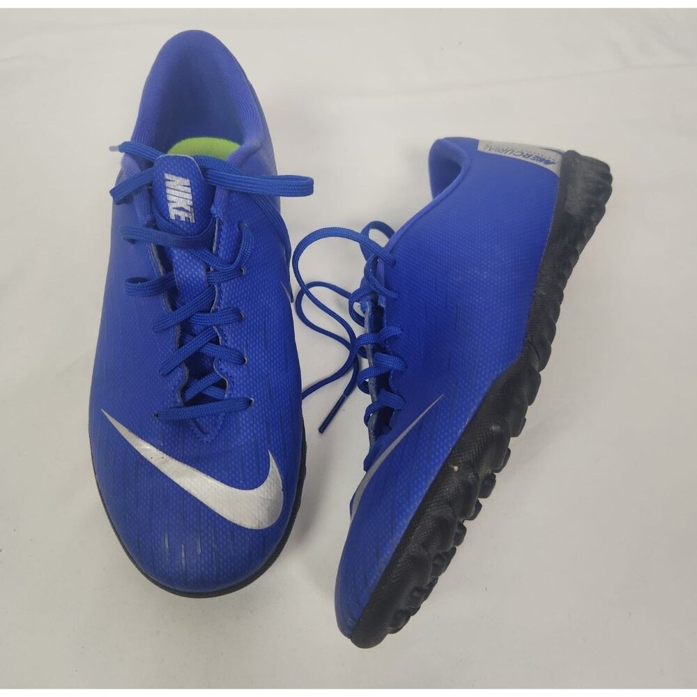 Nike Youth Sz. 5 Navy & Silver Mercurial Indoor Soccer Cleats Shoes